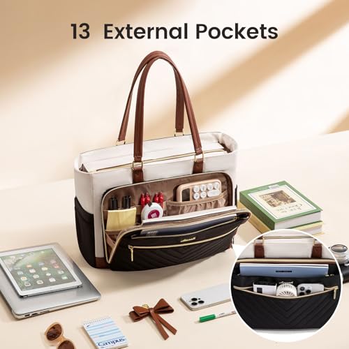 Teacher Tote Bag for Women, Work Laptop Bag Gift with Large Cup Holder