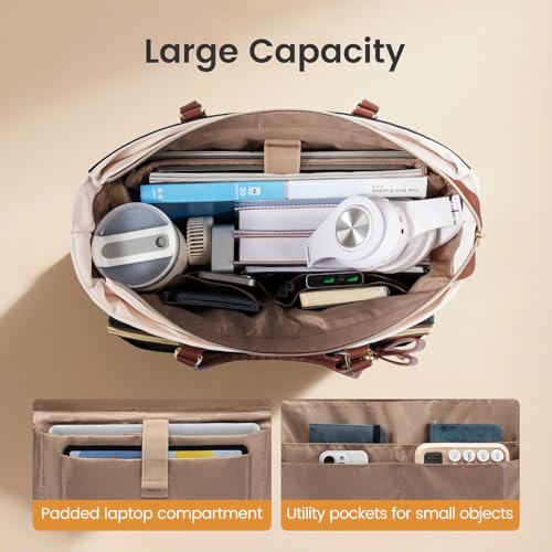 Teacher Tote Bag for Women, Work Laptop Bag Gift with Large Cup Holder