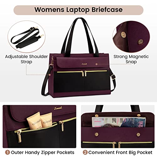 Laptop Bag for Women 15.6 Inch Tote Work Professional Leather Computer Briefcase