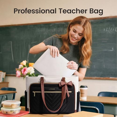Teacher Tote Bag for Women, Work Laptop Bag Gift with Large Cup Holder